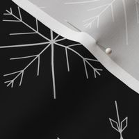 large - Dainty Line Art Snowflakes - Black and White Christmas