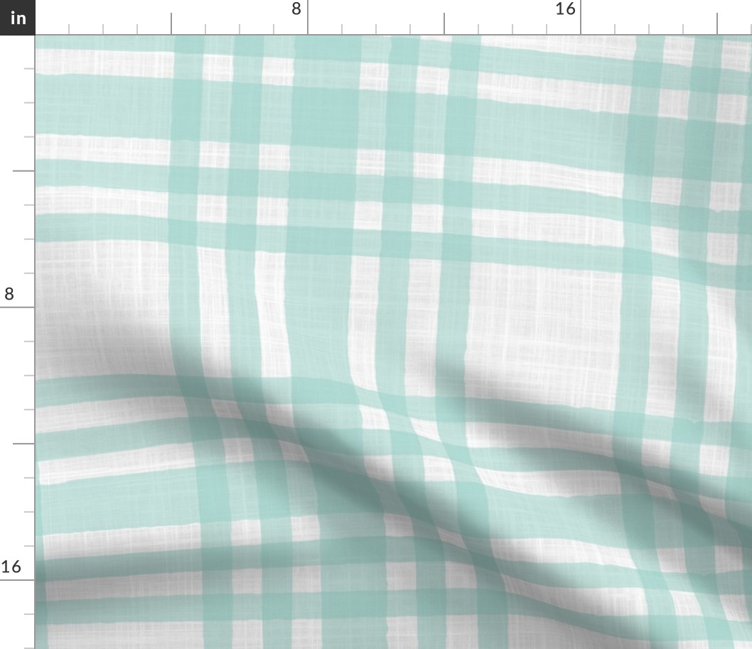 Textured Tartan Plaid In Sea Foam Green