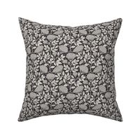 (sm) Vintage Block Print Elderflowers - Jet Black - Farmhouse Botanical