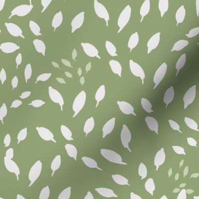 Green and White - Leaves - Petite - Multidirectional - Small Scale