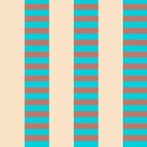 Double Stripes Cream Mauve Pink Aqua