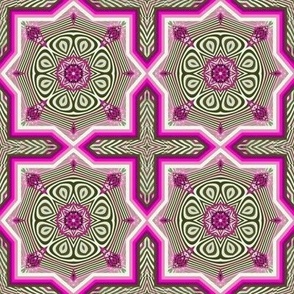 Olive brown Pink Geometric Outlines