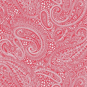 Large Paisley Positivity scarlet red white