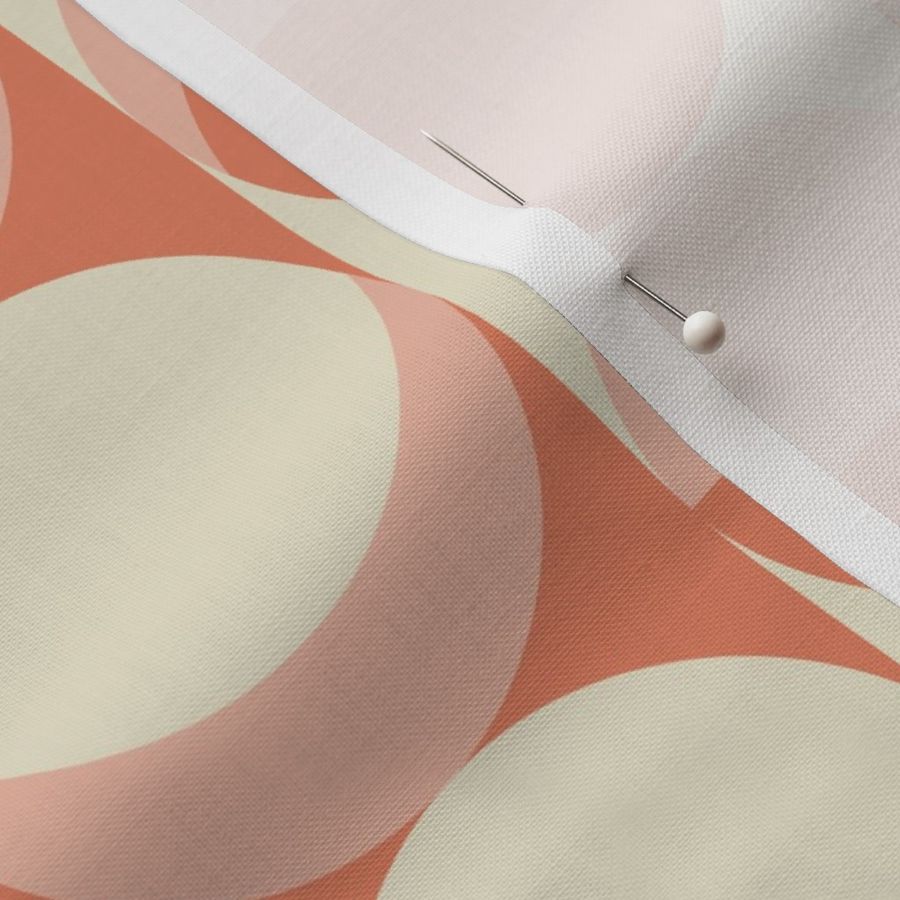 (S) Bauhaus Moons - Abstract Retro 60s 70s Geometric Circles - Coral Cream