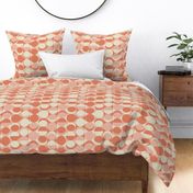 (S) Bauhaus Moons - Abstract Retro 60s 70s Geometric Circles - Coral Cream