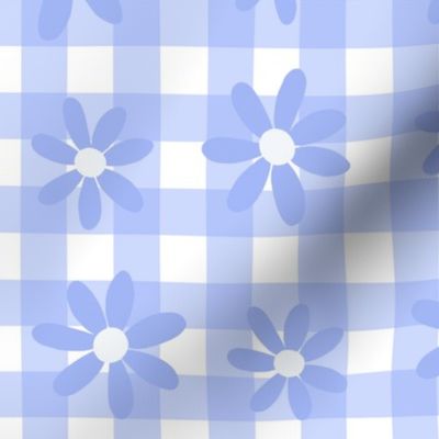 Large Joyful Daisy Square - Light Blue