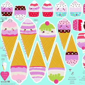 kawaii ice cream cones and cupcakes play softies food