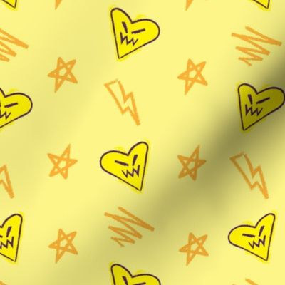 Electric Love Doodle Lightning Stars Cartoon Hearts