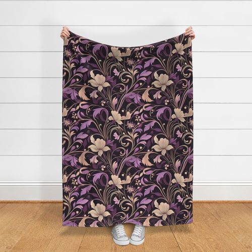 Purple Basil Floral Art Nouveau - Large Scale