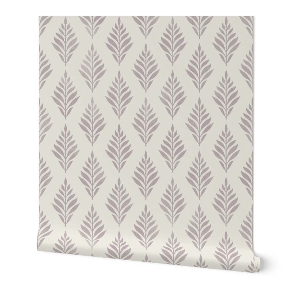 (lg) Block Print Fern Diamonds - Ivory & Heather - Simple Japandi Style