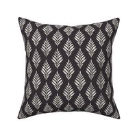 (med) Block Print Fern Diamonds - Jet Black - Rustic Scandi Farmhouse Style