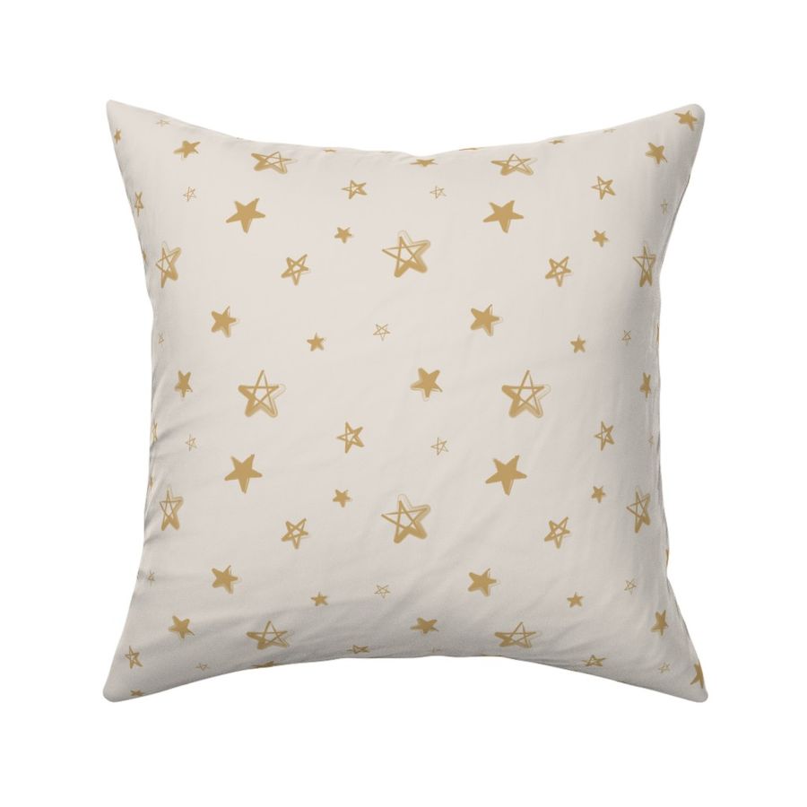 Sketched Scattered Christmas Stars- Beige And gold festive holidays