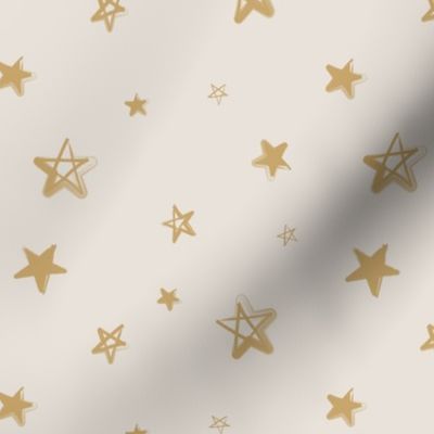 Sketched Scattered Christmas Stars- Beige And gold festive holidays