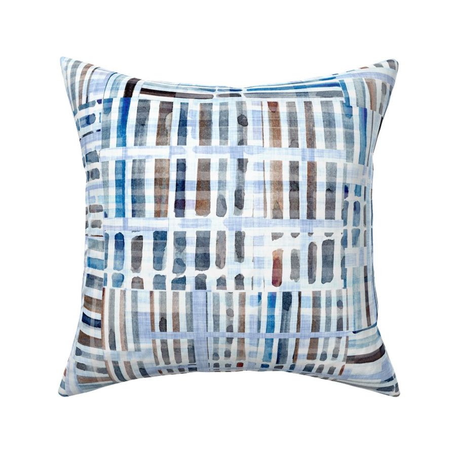 XL-Textured Geo Abstract Rectangles in Watercolor blue hues on white