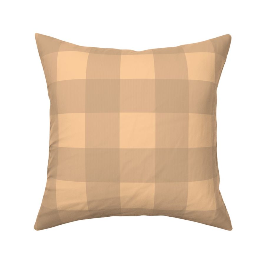 Classic Gingham Checks modern farmhouse linen texture brown peach