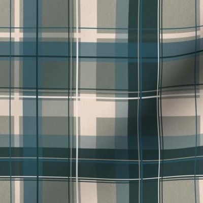 (S) Preppy Bohemian Textured Plaid - teal blue - emerald green - beige