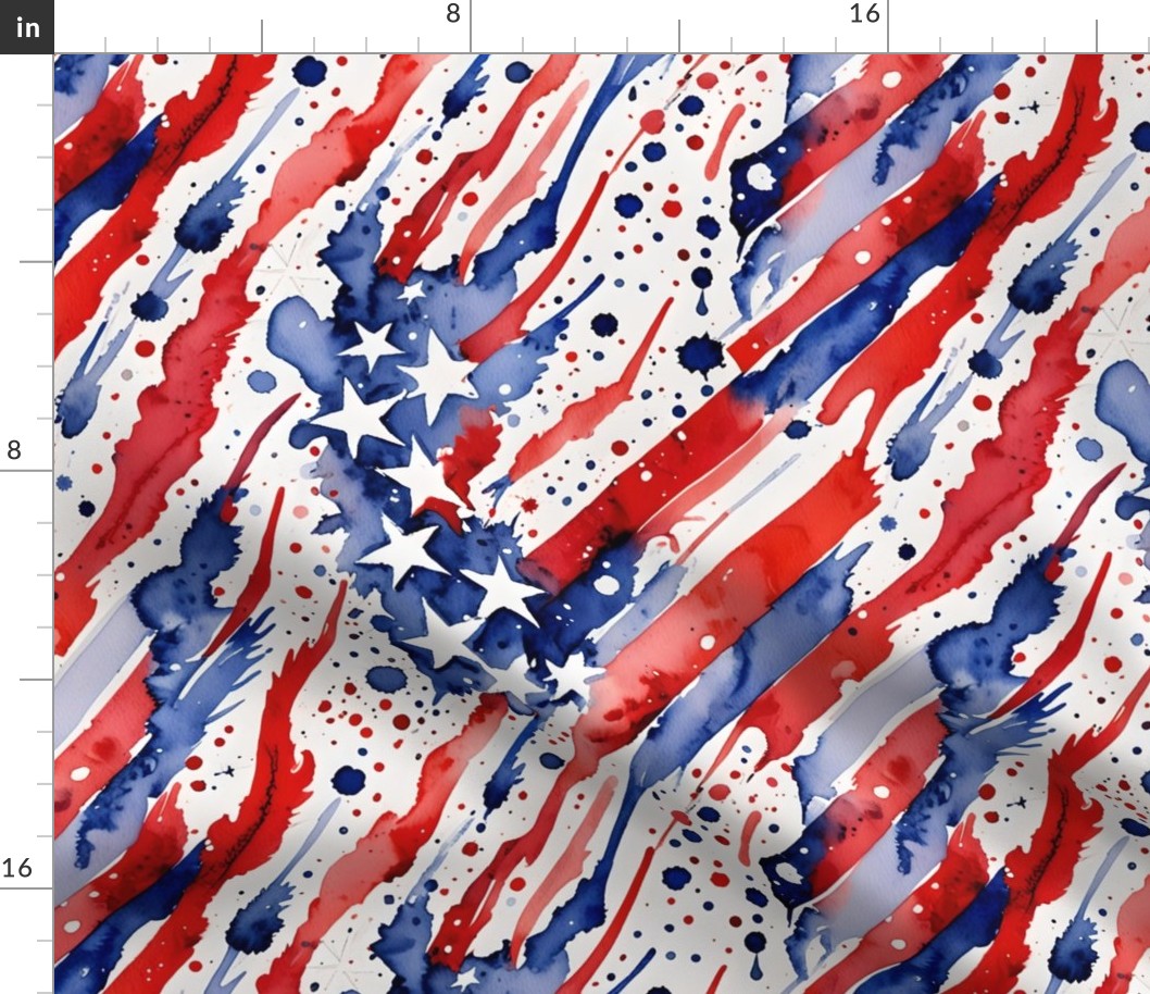 U.S. Patriotic Flag Abstract Paint Pattern