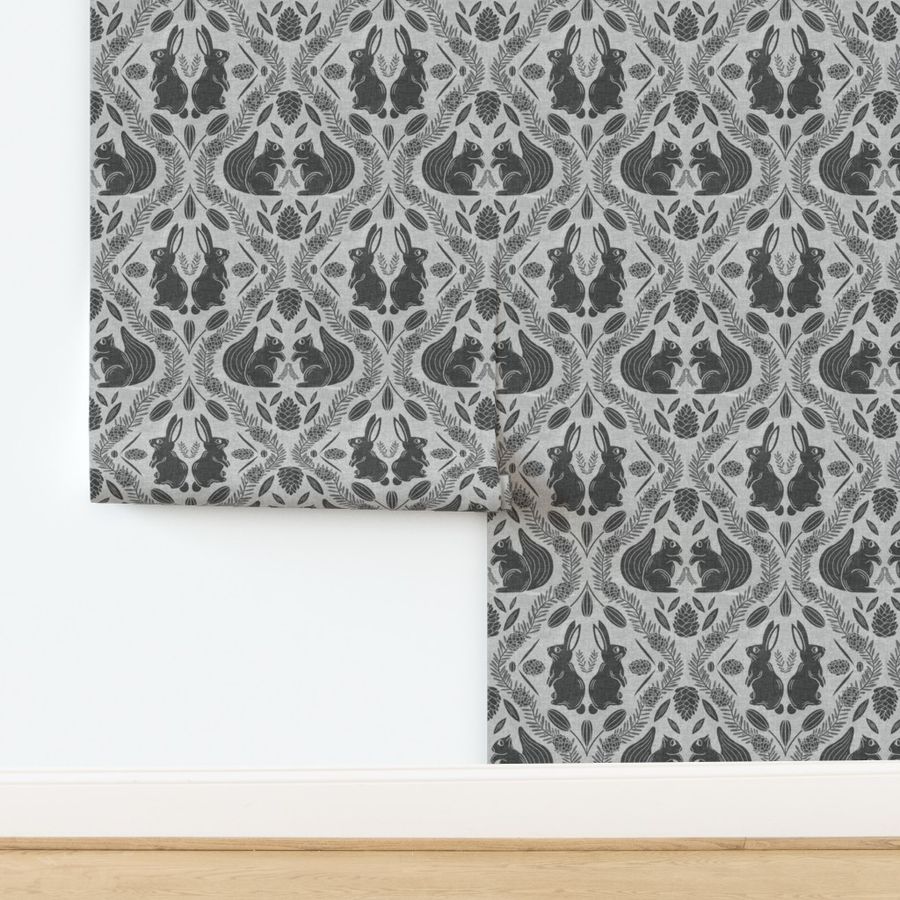 Woodland damask - gray - 12 inches