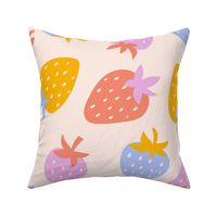 Large // cute retro strawberries / baby kids teen girl - colorful rainbow