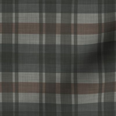 Cabincore Masculine Plaid Traditional Whiskey Brown and Cigar Smoke Gray