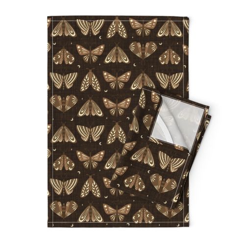 S Moths And Butterflies Rows On Linen Texture Dark Brown Night small