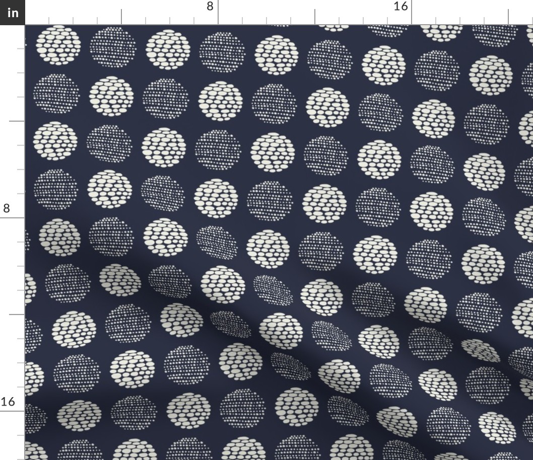 Dotted Circles (ice blue on navy) small