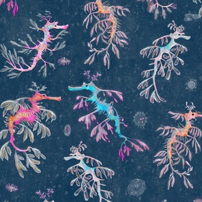 Leafy Sea Dragons - midnight neon (medium)