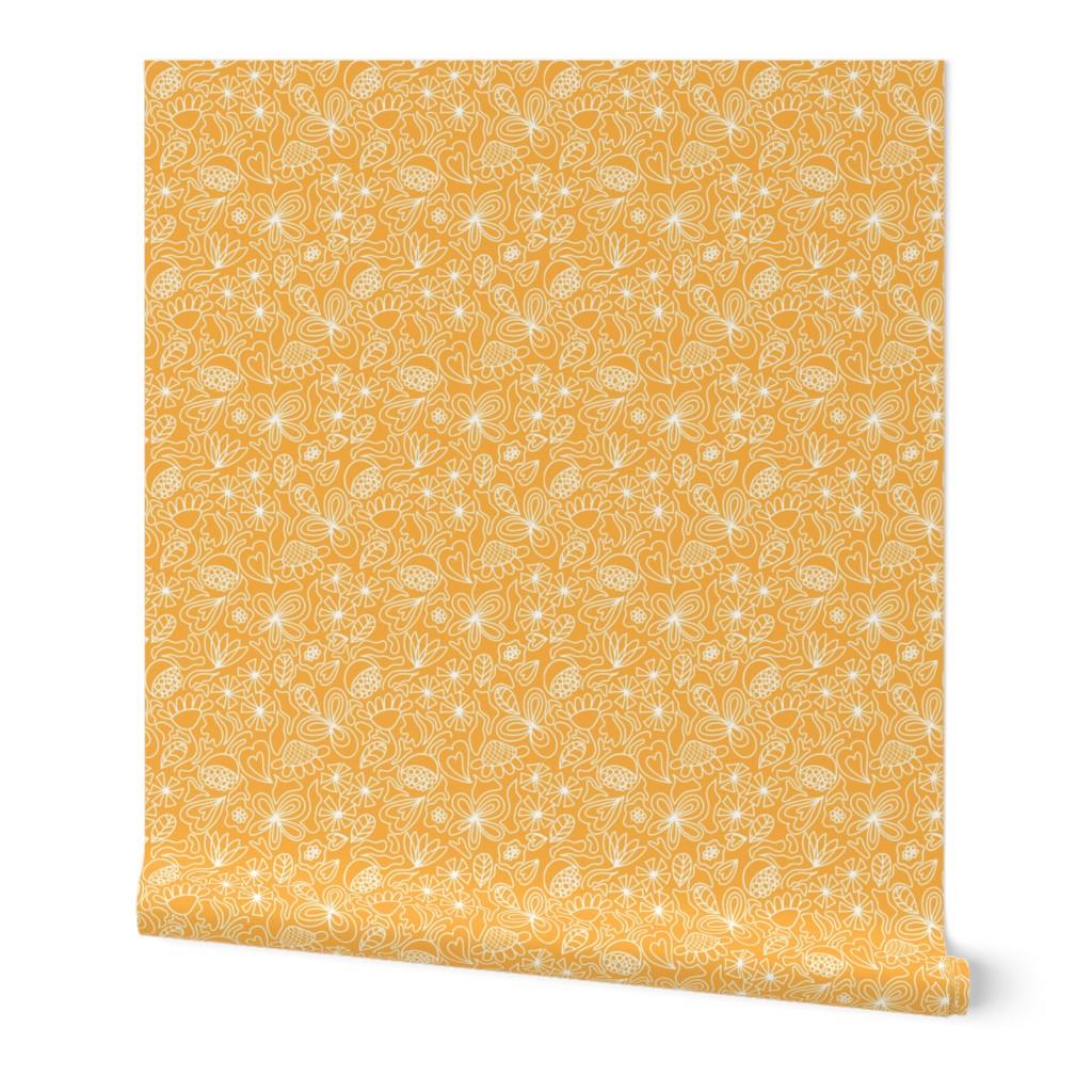 Gold and white floral ditsy