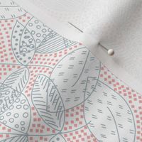 Decorative leaves - line design with dots and squares 2