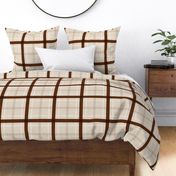 Large - Modern farmhouse plaid brown beige rustic holiday cabincore style