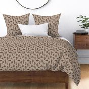 Bison and cacti - Western Americana style pattern on linen texture - rust