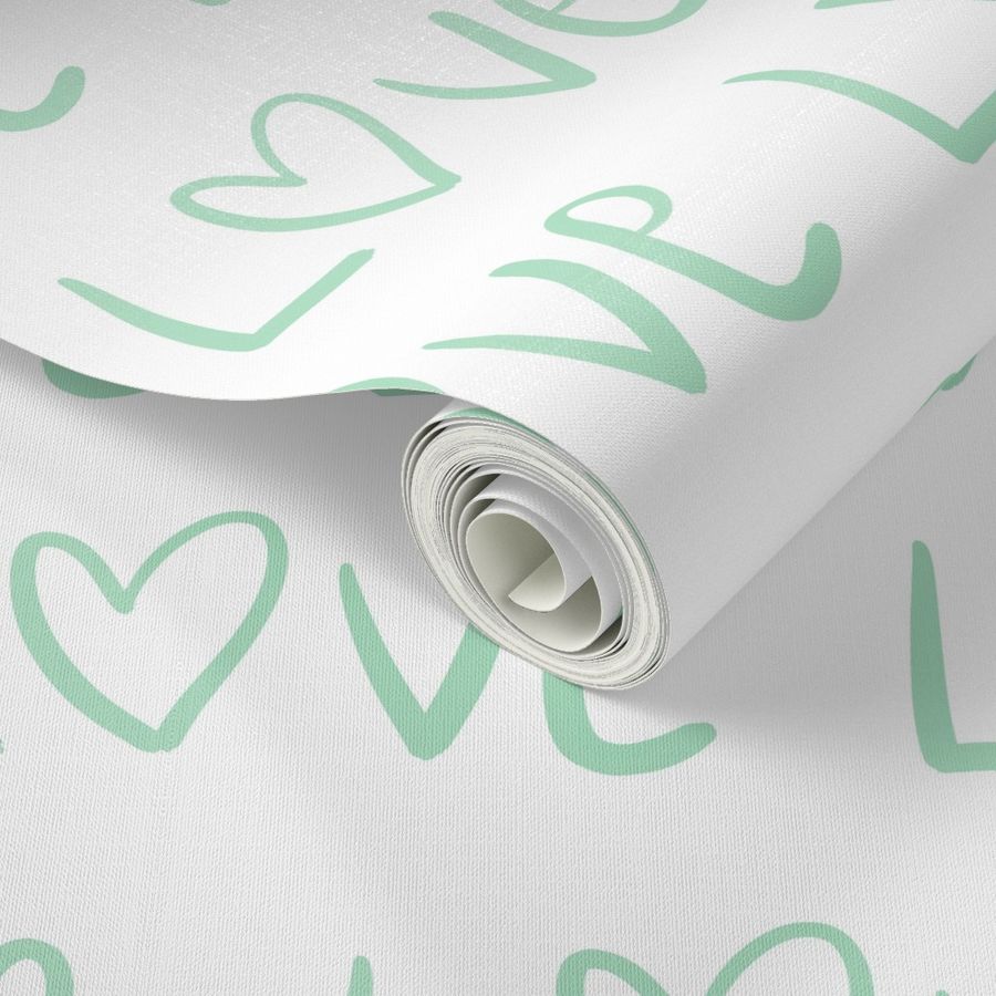 Med - Pistachio Mint Green Love Hand Drawn Typography Valentine's wedding