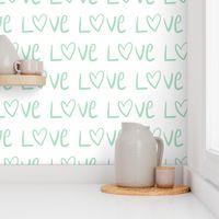 Med - Pistachio Mint Green Love Hand Drawn Typography Valentine's wedding