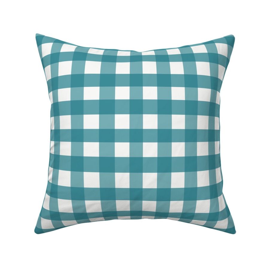 Gingham Teal and White 1/2" stripes