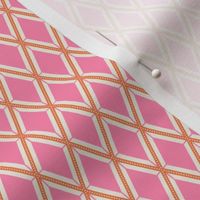 Tiny vertical retro pink and orange boho harlequin argyle diamonds beige