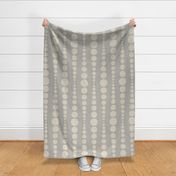 Vertical Rows Of Gradual Size Circles Linen Texture - Beige On Greige