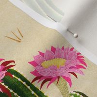 Desert Floral Cacti (12") - Light Tan