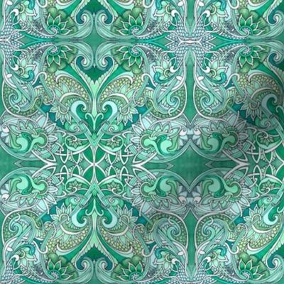 Emerald Paisley Romance in Hearts and Dragon Hide