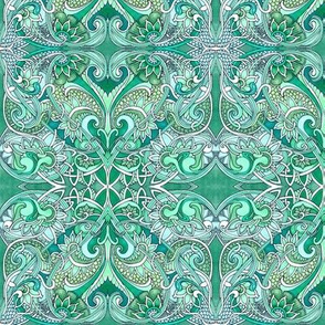 Emerald Paisley Romance in Hearts and Dragon Hide