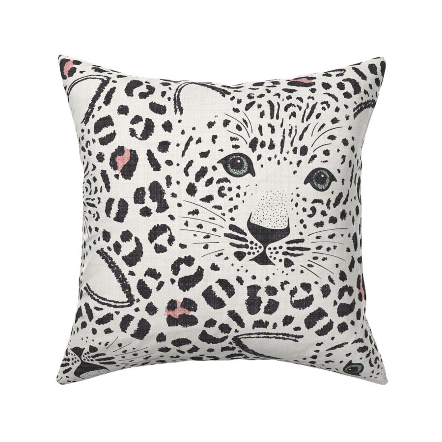 (XL) Little Leopard - Charcoal on White - Baby Wild Cat & Animal Spots