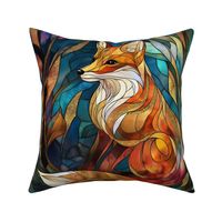 Stained Glass Fox in a Dreamy Forest