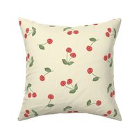 Cute Red Watercolor Cherries on Cream Summer Kids Baby Nursery LARGE 12x12