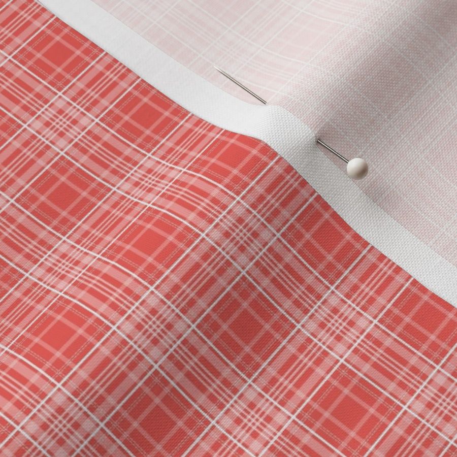 (XS)Coral Red Plaid Extra Small Scale