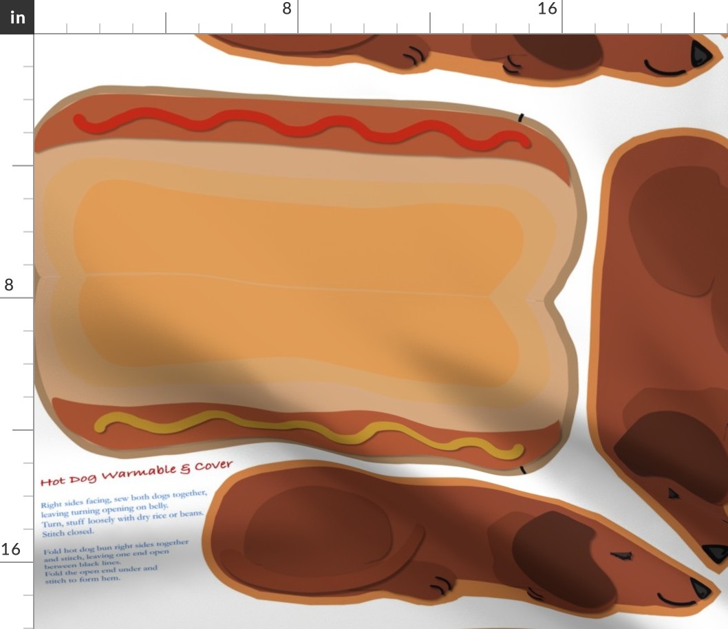 FAT QUARTER Microwavable Body Warmer HotDog Dachshund