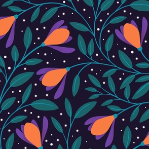 Midnight Magnolia Floral Pattern