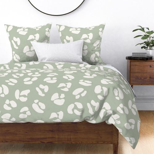 Painterly Leopard Print - Medium Scale - in Warm Sage Green and White