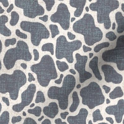 Small Scale - Linen Texture Cow print in Blue