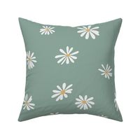 Floral Daisies Nursery Baby Girls Room Pastel Sage Green - JUMBO 24x24