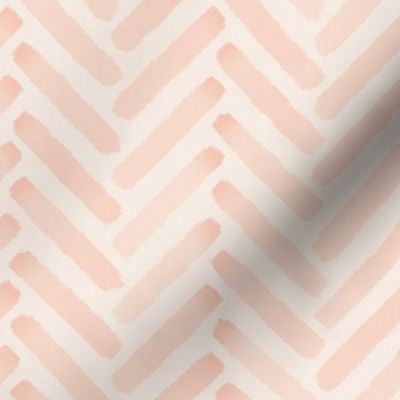 Geometric Hand drawn brush herringbone chevron watercolor small coral pink