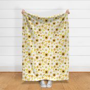 Sunny sunflower botanical geometric yellow on white watercolor trendy L